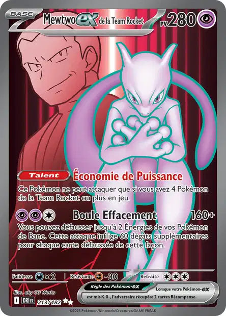 213/182 - Mewtwo ex de la Team Rocket - EV10 Rivalités Destinées PREGRADER