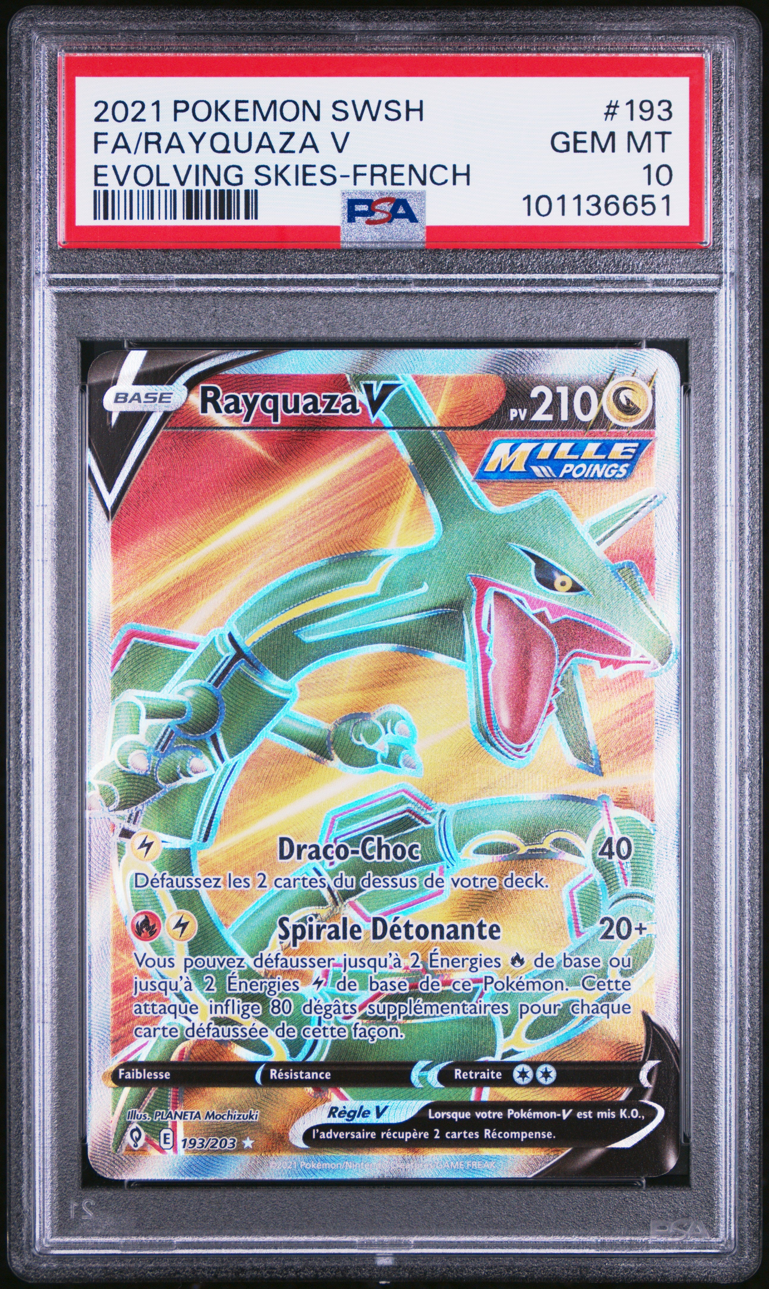 Rayquaza V 193/203 - EB7 Evolutions Céleste - Pokémon - PSA 10