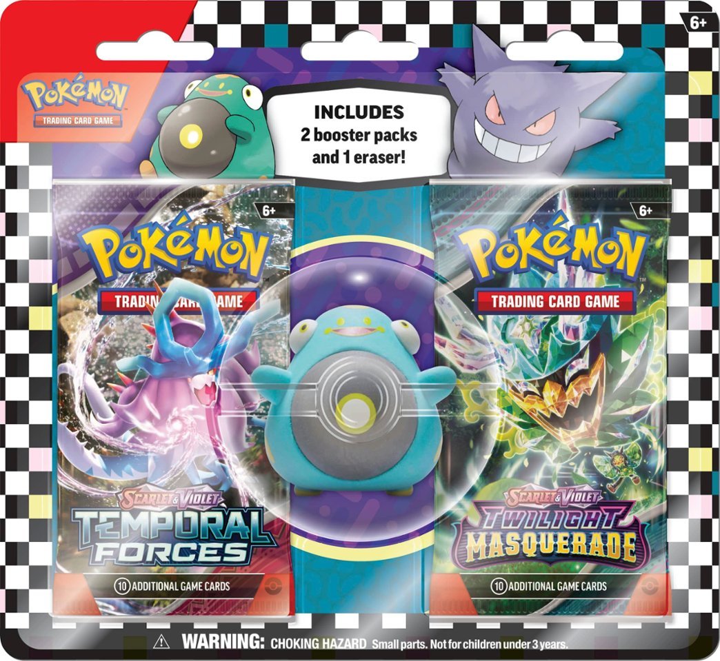 Pack 2 Boosters Pokémon et Gomme (Ectoplasma ou Ampibidou)