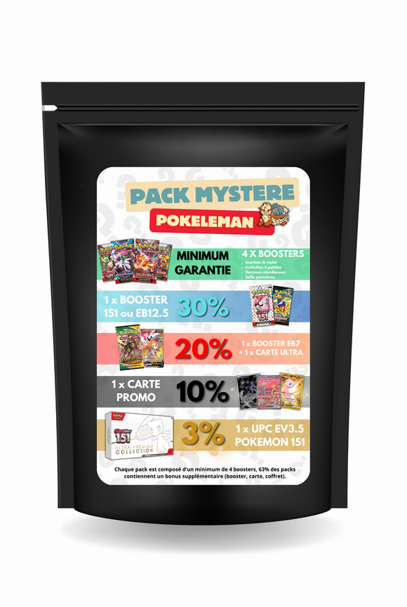 PACK MYSTERE POKELEMAN 1.0 - 4 BOOSTERS GARANTIE (+3% de chance d'obtenir un coffret UPC 151)