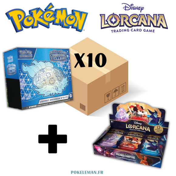 PACK POKEMON & LORCANA - Carton ETB EV7 + Display Chapitre 1 REPRINT + Cadeau